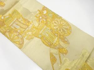 アンティーク　御所車模様織り出し袋帯(材料)